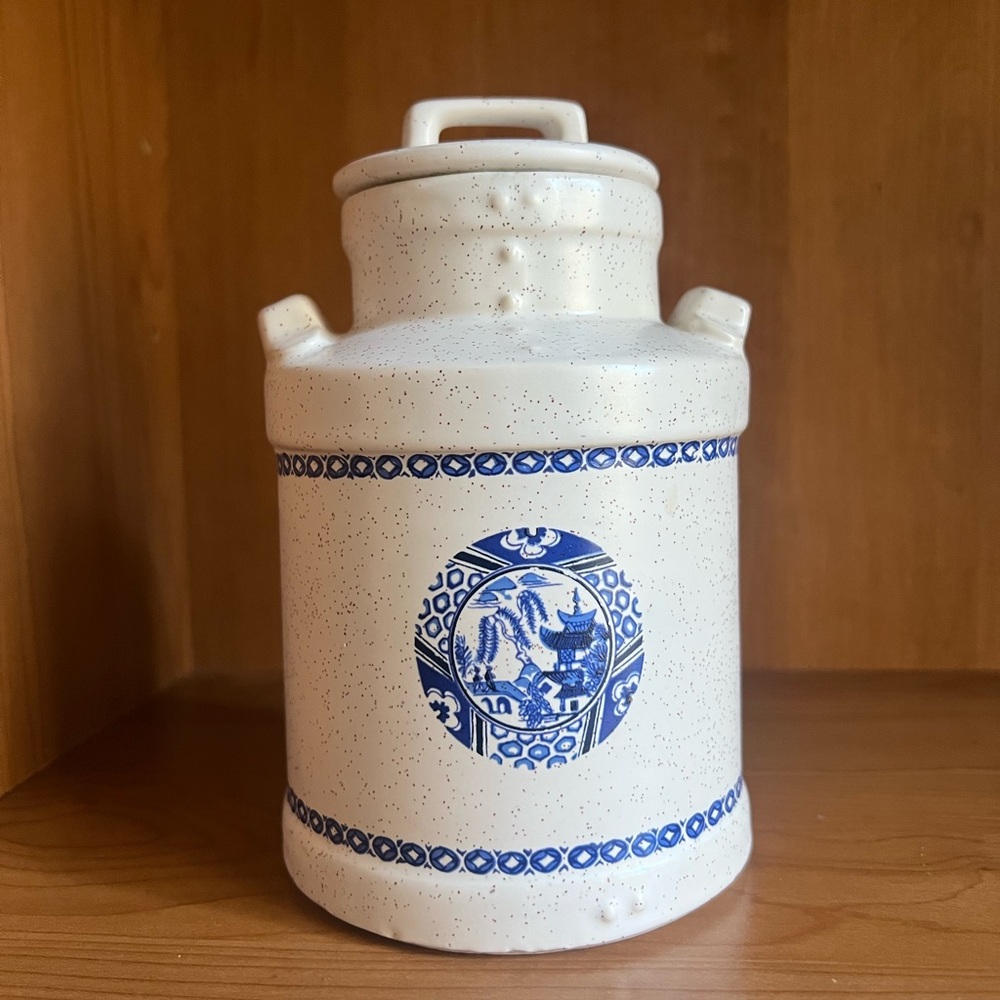 Elegant Blue and White Ceramic Jar